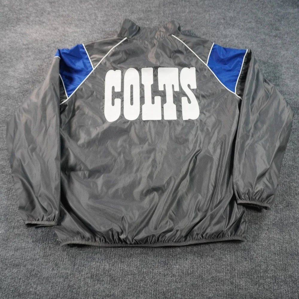NFL Indianapolis Colts Windbreaker Mens XXL Gray Blue Quarter Zip Pullover Logo